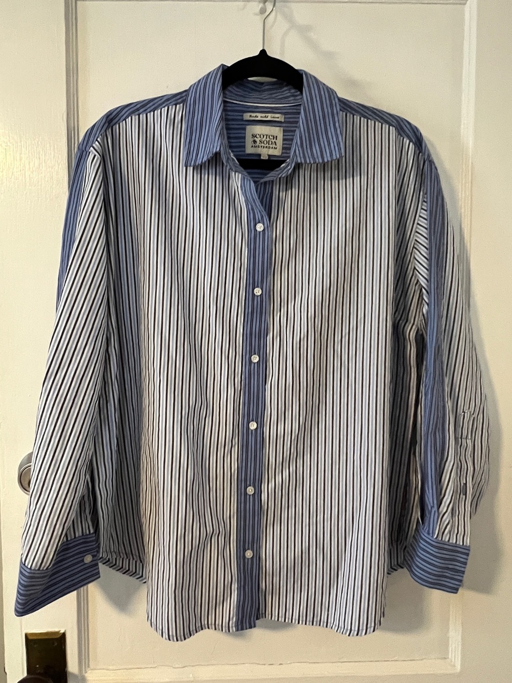 Scotch & Soda Blue White Multi Stripe Button Up Shirt Size XS unisex preppy